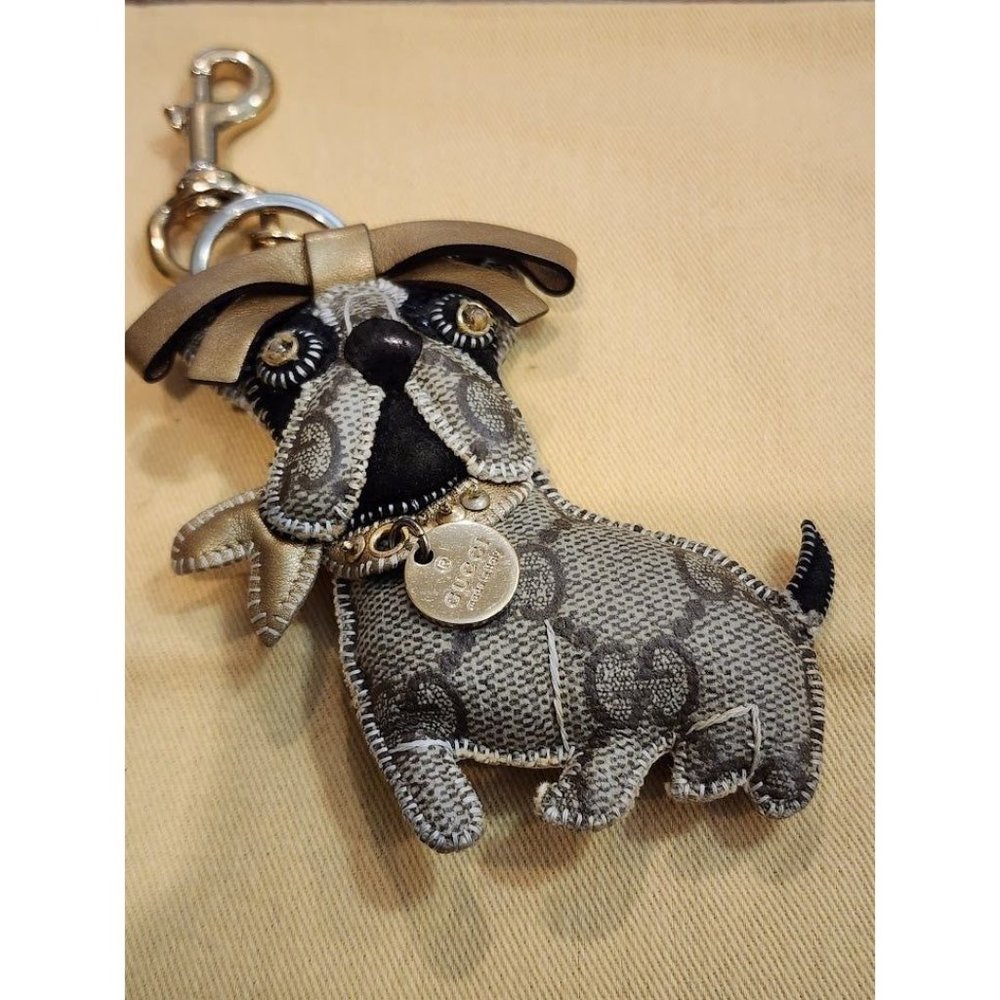 Gucci Guccioli Gg Logo French Bulldog Bag Charm Key R… Gem